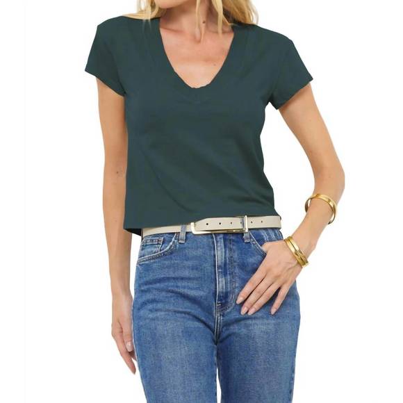 NEW LAMADE deep v-neck tee in pine green - Picture 1 of 1